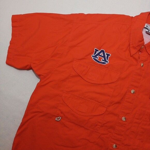 Columbia‎ Men's Large Shirt Orange PFG Vented Short Sleeve Auburn Tigers - Picture 2 of 11
